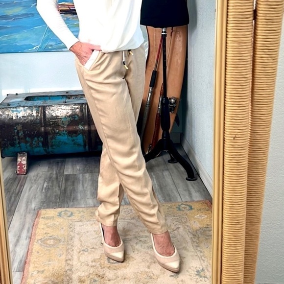 VTG Benetton,Silky & So Soft, Snap & Drawstring,High-Waisted,Pockets,Size 8 - Picture 1 of 11